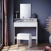 Bedroom White Dressing Table Makeup Desk Vanity Unit with Mirror 2 Drawers Stool