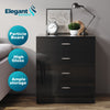 High Gloss Chest of 4 Drawers Modern Bedroom Storage Black Cabinet Furniture Set