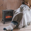 Electric Fireplace Heater Black Stove w/ LED Flame Effect Freestanding Black