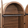Modern Walnut Wardrobe 79x50x175cm: Fabric Doors, Storage Drawer, Wooden Legs