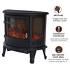 Black Electric Fireplace Log Burning Flame Stove Fire Heater Thermal Wood 1800W