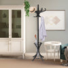 Freestanding Coat Rack Wooden Coat Tree Hat Hanger Standing Rack w/12 Hook Black