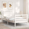 Bed Frame with Headboard White 100x200 cm Solid Wood