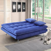 3 Seater Sofa Bed Blue Velvet Recliner Sofabed Click Clack Metal Leg Tufted Back