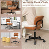 Adjustable PU Leather Office Chair Mobile Desk Chair Swivel Leisure Chair-Orange