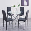 Round Clear Tempered Glass Silver Chromed Leg Dining Table Diningroom Livingroom