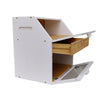 Two Tone 3 Compartment Bamboo Bread Bin Double Layer Storage Box With Drawer