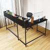 166CM Industrial Computer Desk Gaming Table L-Shaped Corner Workstation Black