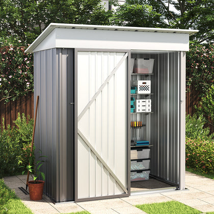 5 x 3ft Garden Storage Shed Sliding Door Sloped Roof Outdoor Tool Lockable House