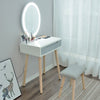 Modern LED Lighted Dressing Table Set 3 Mode Mirror Makeup Table with Stool Grey
