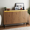 LED Sideboard 3 Door Buffet Storage Cabinet Cupboard Oak Finish Panelled Front