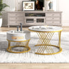 Set of 2 Round Nesting Coffee Table Side Table with 1 Drawer for Living Room