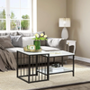 New Loft Range Modern Set Of 2 Marble Effect Nest Of Table With Metal Frame