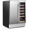 2-in-1 Beverage and Wine Cooler Free-standing & Built-in Dual Zones Wine Fridge