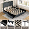Costway King Size 5FT Bed Frame Upholstered Platform Bed with LED Lights