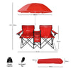 Folding Loveseat Camping Chair Portable Picnic Double Chair w/umbrella