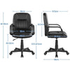 Home Office Chair Leather Computer Chair Adjustable Study Chair with Arms Black