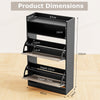 Freestanding Wooden Shoe Rack with Open Storage-Black