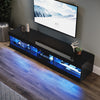 High Gloss 180cm Black LED TV Stand Cabinet Unit Stroage Glass Shelves Sideboard