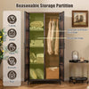 Bedroom Clothes Organizer Storage Cabinet Wicker Wardrobe-Coffee