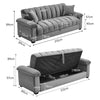 Convertible 3 Seater Velvet Fabric Grey Comfortable Storage Ottoman Sofa Bed