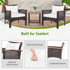3 Pcs Outdoor PE Rattan Sofa Table Set Garden Furniture Set Wicker Chat Set