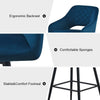 Pair of Blue Bar Stools Velvet Bar Chair with Padded Seat Modern Kitchen Chair