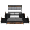 Chic King Bed Platform Bed with LED Lights & USB Power Outlets