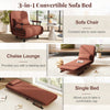 Single Folding Sofa Bed Chair Modern Fabric Sleep Function Holder-Coffee