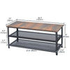 3-Tier Shoe Rack Bench Industrial Style Metal Shoe Storage Bench & Wooden Seat