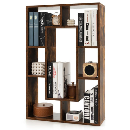 7-Cube Geometric Bookshelf Modern Open Bookcase Floor Corner Display Shelf