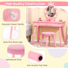 Kids Vanity Set Makeup Dressing Table Set w/Adjustable Brightness-Pink