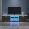Modern High Gloss 2 Door TV Stand Unit Cabinet Entertainment Lowboard LED Light