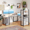 Flamaker L Shaped Desk with LED Lights & Power Outlets 140cm Reversible Desk
