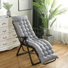 Garden Sun Lounger Seat Cushion Recliner Deck Chair Padded Mat Replacement Grey