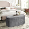 78cm Grey Storage Stool Footstool Chair Seat Oval Ottoman Pouffe Lidded Box Deco