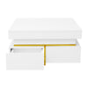 Coffee Table Living Room Storage Display Square Tea Table With 2 Drawers, White