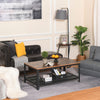 HOMCOM 2-Tier Wooden Coffee Table Retro Industrial Style Side Desk Living Room