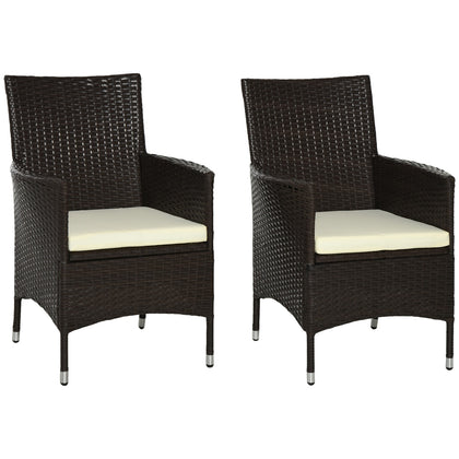 2 Pieces Outdoor Rattan Armchair Garden Dining Chair Set Coffee