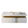 Coffee Table with Drawers Storage White Wooden Centre Table for Living Room