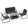 4 Pieces Patio Furniture Set with 2 Rocking Bistro Chairs-Black