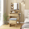 Modern Dressing Table Set LED Mirror Vanity Desk Stool with Charging Station