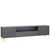 200cm TV Unit – Fluted Fronts, 2 Doors, Drawer, Gold Legs & Handles, Modern Luxe