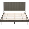Upholstered Bed Frame with Channel Tufted Headboard-Grey