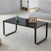 Black Glass Coffee Table Top Metal Legs End Side Table Living Room Rectangle