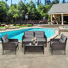 4 PCS Patio PE Rattan Conversation Set Outdoor Furniture Set w/Removable Cushion