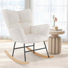 Teddy Fleece Fabric Upholstered Glider Chair with Comfy Backrest-Beige
