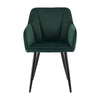 2pcs Velvet Dining Chairs Set Padded Seat Metal Legs Kitchen Furniture Green
