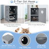 2-Tier Cat House Indoor Pet Crate Litter Box Enclosure Side Storage Cabinet