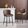 2 pcs Faux Leather / Velvet Bar Stools Diamond Design Soft Upholstered Seat Back